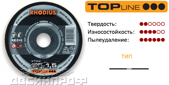 205914 Диск отрезной тонкий по алюминию XT 24 TOP Rhodius (Германия)